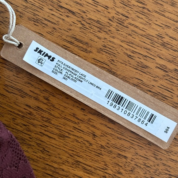 NWT SKIMS Oxblood Fits Everybody Lace Full Coverage Bra 36D - Picture 8 of 12